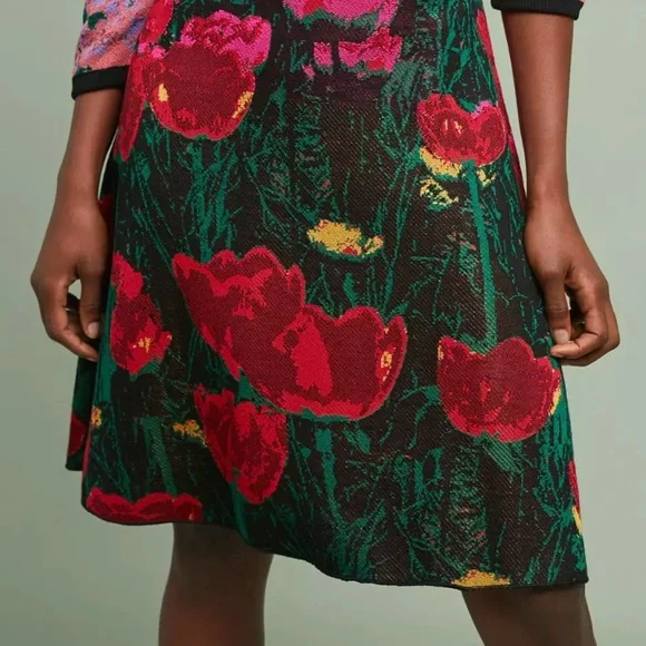 Anthropologie Aldomartins Lisse Knit Sweater Dress Floral Maximilist Bold XS - Picture 5 of 14